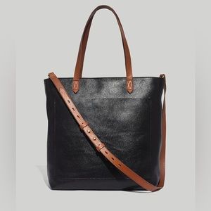 Madewell The Zip-Top Medium Transport Tote in Black and Brown NWT